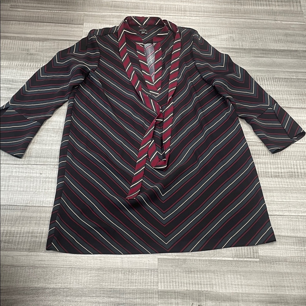 Ann Taylor Burgundy and Black Striped Dress
